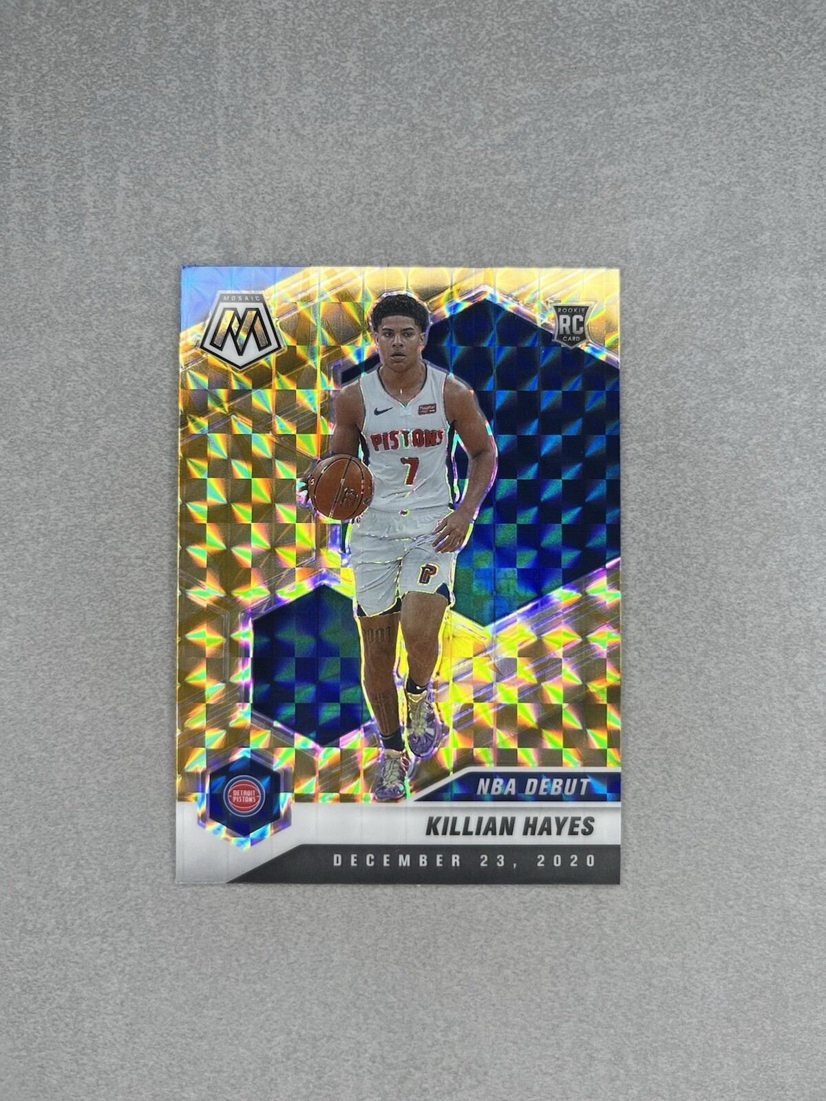 2020-21 Panini Prizm #270 Killian Hayes Mosaic RC NBA Debut Yellow Reactive