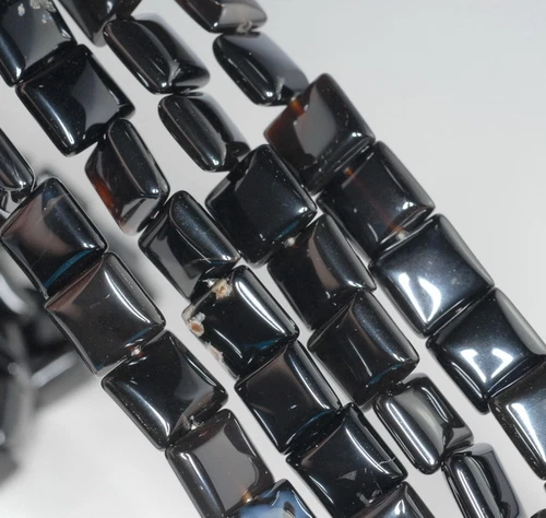 CUENTAS SUELTAS CUADRADAS PIEDRAS PRECIOSAS ÁGATA NEGRA 12 MM 7,5" - Imagen 4 de 4