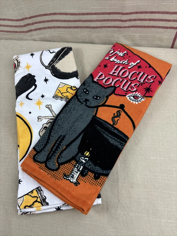 Disney Celebrate Together Halloween Towel Set Of 2 Cat Hocus Pocus New - Image 3 of 4