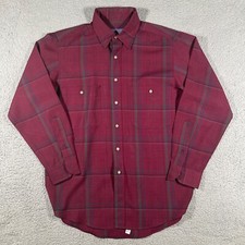 Vintage Pendleton Shirt Men Medium Red Plaid Virgin Wool Long Sleeve Made In USA