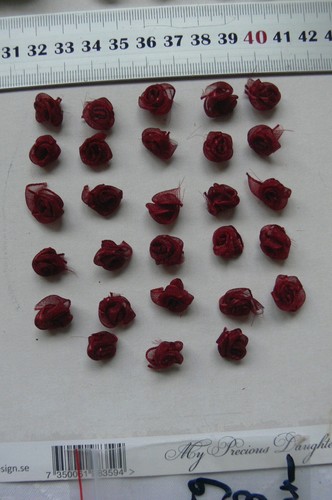 Organza Ribbon BURGUNDY 28 ROSES - 10mm Across - VerCFrnt - Picture 3 of 3