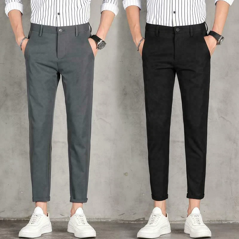 Men Cropped Pants Business Trousers Men Long Pants Men Casual Pants