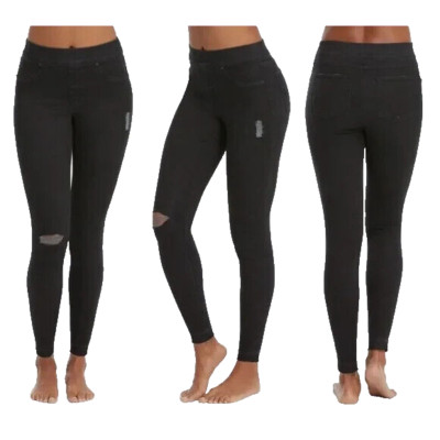 SPANX Women s Charcoal Black Distressed Leggings Size S/P | High-Rise Shaping