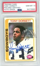 Tony Dorsett 1978 Topps Autograph Rookie Card #315 PSA/DNA 10