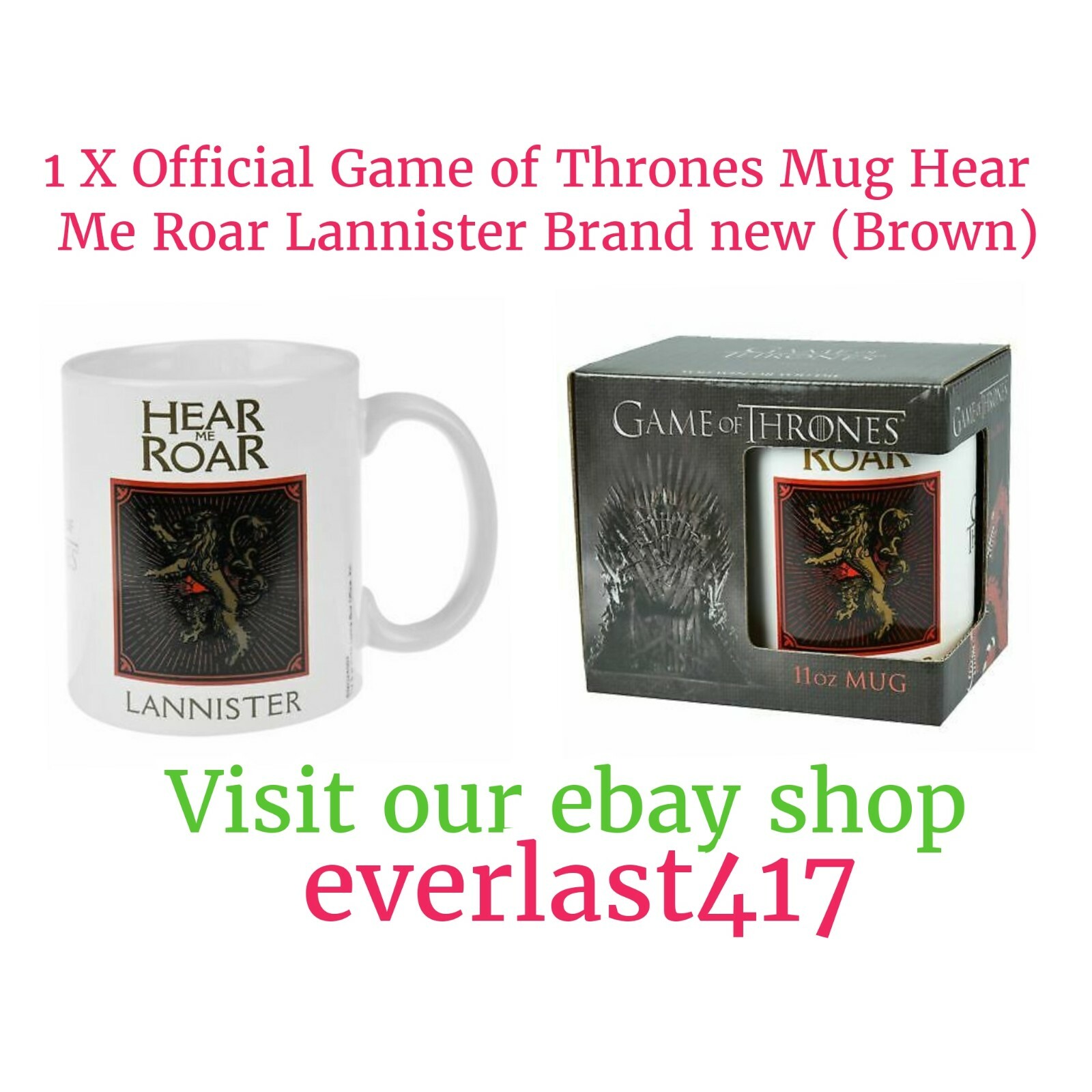 Game of Thrones Hear Me Roar Lannister Mug Official BNIB Brand new  Ceramic mug