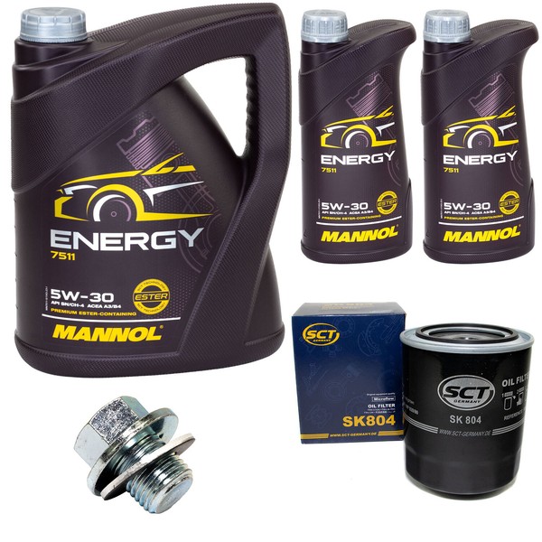 MotoröL Set Mannol Energy 5W-30 7 Liter + ÖLfilter + Schraube FüR Toyota Hiace-image