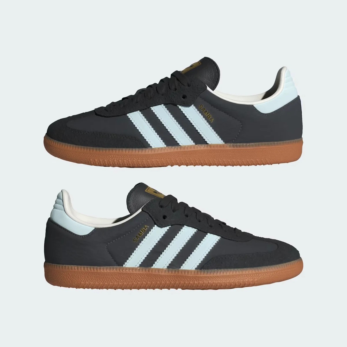 New Adidas Women's Samba OG Shoes - Carbon/ Almost Blue