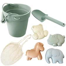 New Silicone Beach Toys/Summer Toys/Beach Bucket Set with mold and free bag-Mint