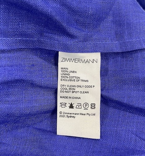 Zimmermann Asymmetric Open Back Linen Midi Dress AU 1 US 6 Cut Out Shell Tie NWT - Picture 21 of 24