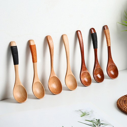 Cucchiaio in legno da cucina bambù utensili da cucina zuppa cucchiaino piatti + C8