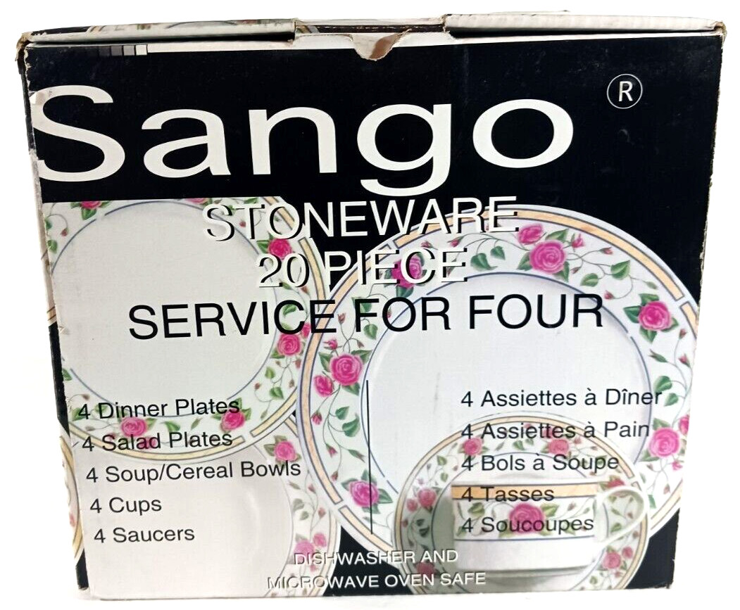 SANGO ROSEBUD STONEWARE 20 Piece Dinnerware Service for 4 NOS 8809-20