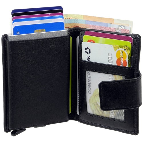 FIGETTA Aluminum Leather Wallet Women's Men's RFID Card Case Card Bag - Picture 44 of 47