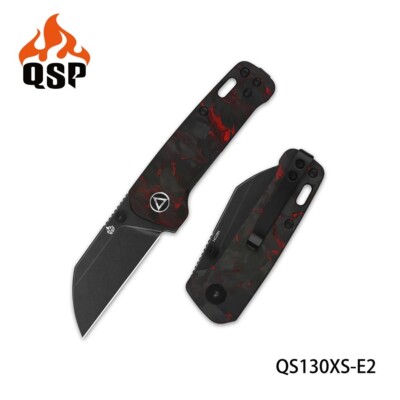 QS130XSE2 QSP Mini Penguin Red 14C28N Blackwash Blade FCarbon Handles IKBS Liner