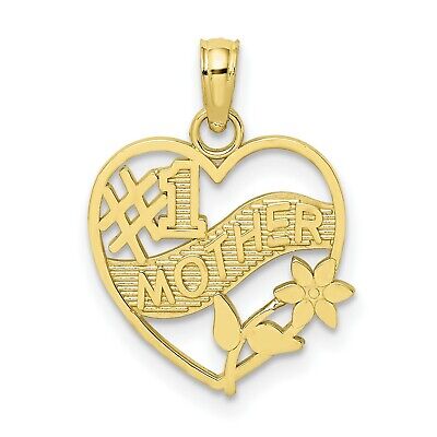 15mm x 15mm Solid 14k Yellow Gold #1 Mom Pendant Charm 