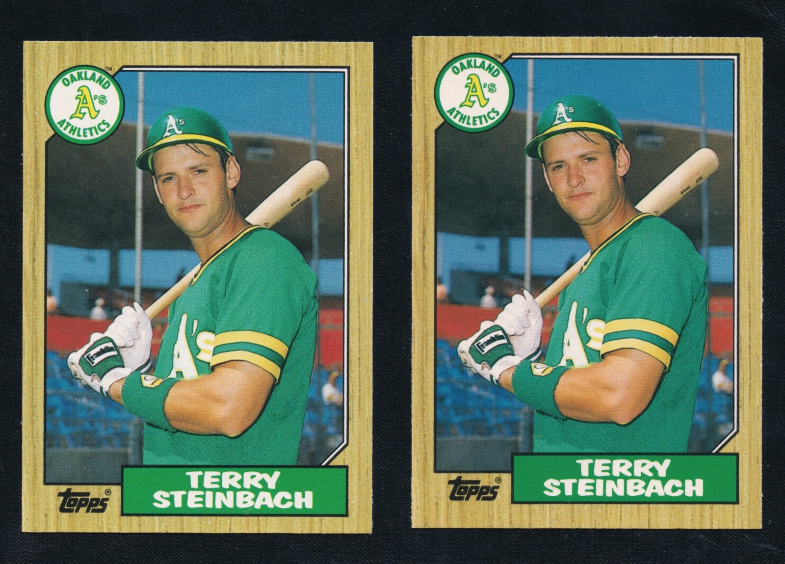 TERRY STEINBACH 1987 TOPPS TRADED 2 CARD LOT #117T ROOKIE A'S  BASEBALL RC