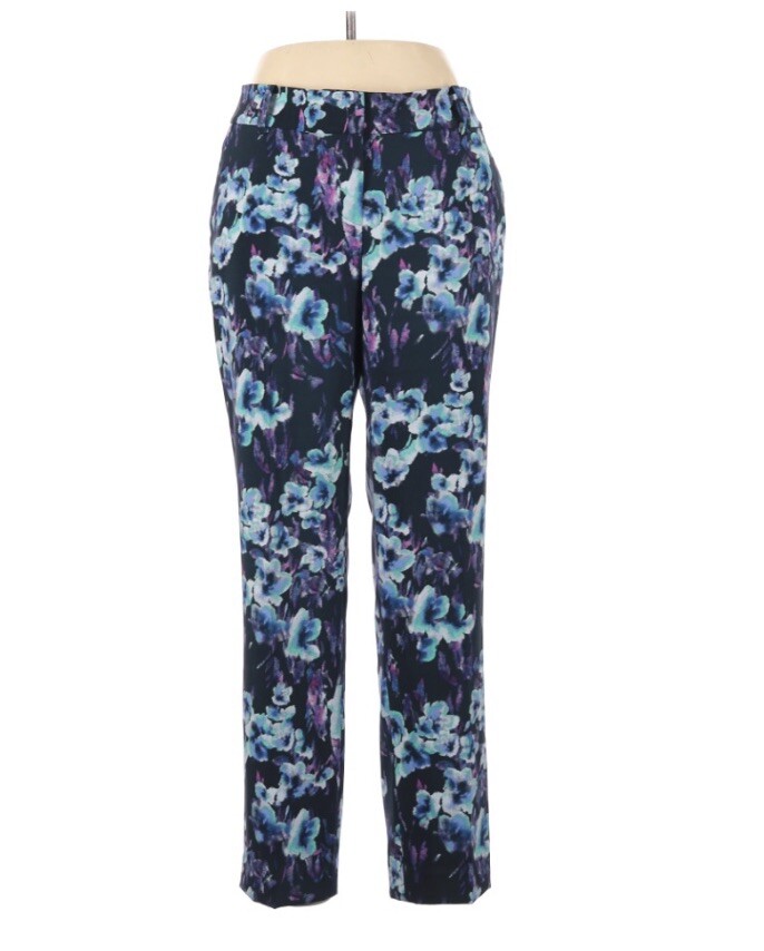 floral cigarette pants Ann Taylor Retail Floral Blue Purple Cigarette Pants Sz 10 Career