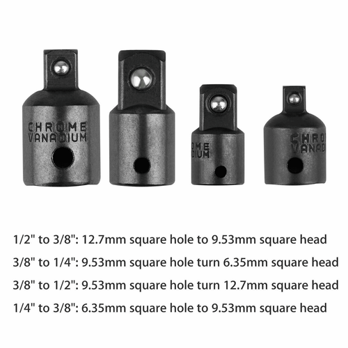 4-pack 3/8" to 1/4" 1/2 inch Drive Ratchet SOCKET ADAPTER REDUCER Air Impact Set - Picture 3 of 12