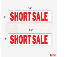 Short Sale 6"x24" REAL ESTATE RIDER SIGNS Double Sided 2PK - Highly Visible and
