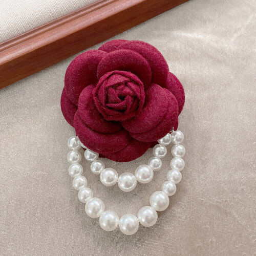 Broche broche flor camelia tela moda para mujeres ramillete perla joyería broches - Imagen 15 de 24