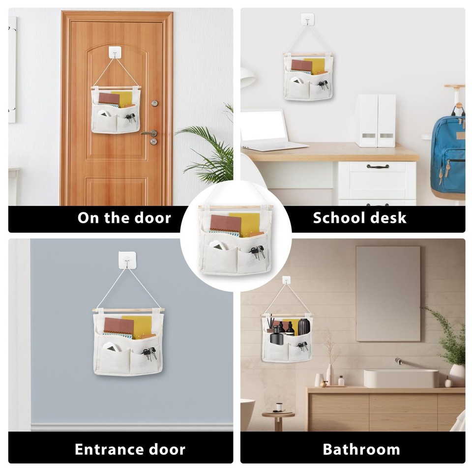 Wall Hanging Storage Caddy Bag Linen Cotton Fabric Wall Door Hanging Organize... eBay