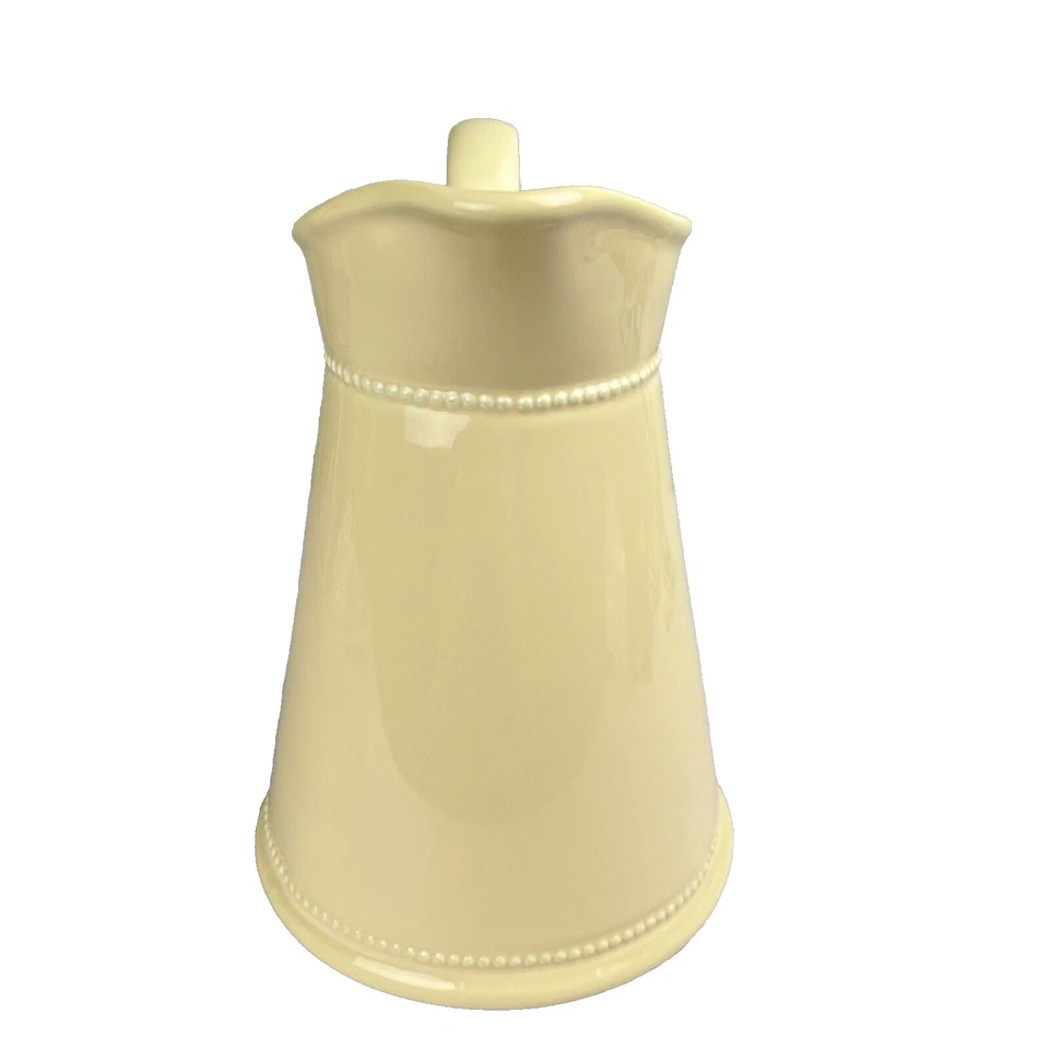 Jarra de cerámica amarilla Martha Stewart 48 oz - Borde con cuentas, estilo granja. Foto 4 de 4