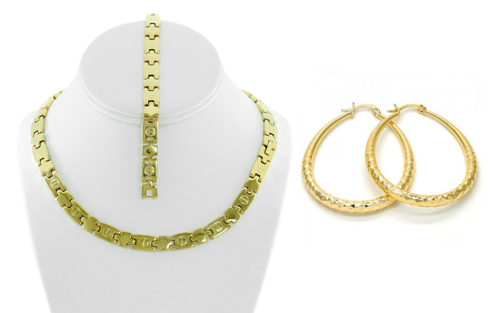 XOXO Hugs & Kisses Necklace Womens 14K Gold Tone Bracelet Oval Hoop