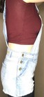 True Craft 1 Light Blue 100% Cotton Boho Distressed Fray Cutoff Shorts Overalls — photo 2