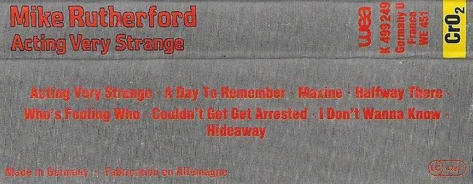 MIKE RUTHERFORD ACTING VERY STRANGE CASSETTE ALBUM GENESIS Pop Rock Prog Rock - Image 4 of 4