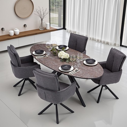 Esstisch 200 cm Esszimmertisch Oval Tisch Esszimmerstühle 4er Set Homestyle4u - Bild 3 von 36
