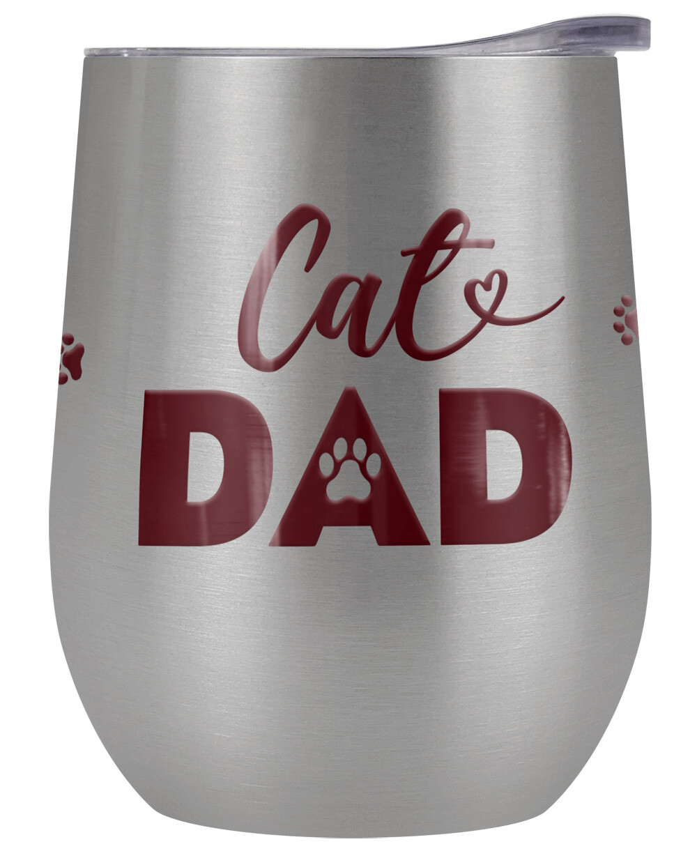 Generic Cat Dad 12oz Wine Tumbler Steel Insulated Leak Resistant