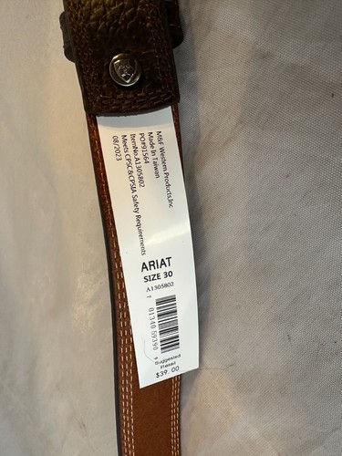 Ariat Boys Rodeo Champion Belt - A1305802, Brown Leather, Kids Size 30, NWT - Picture 3 of 5