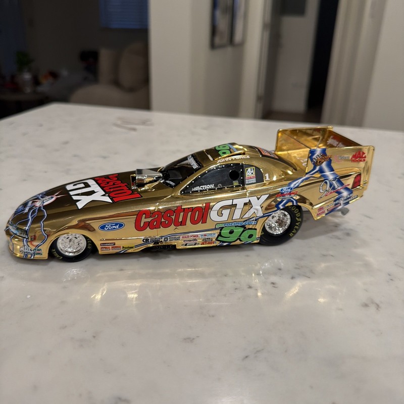John Force Action 1:24 NHRA Funny Car 9x Champion Gold Chrome Castrol GTX Loose