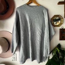 NAP LOUNGEWEAR Crewneck Sweater side slits gray Women's SIZE LARGE cozy casual