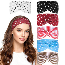 6Pcs Polka Dot Headbands for Women Non Slip Elastic Knotted Hair Bands