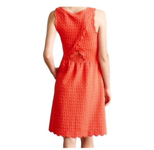 Maeve Knit Side Pockets Caye Scalloped Dress Size Small Coral ANTHROPOLOGIE - Picture 2 of 9
