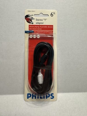 Philips 6ft Stereo RCA Male to RCA Male Audio Input Cable MP3 CD Tape Tuner Jack