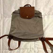 Longchamp Le Pliage Backpack Gray, Brown Trim...