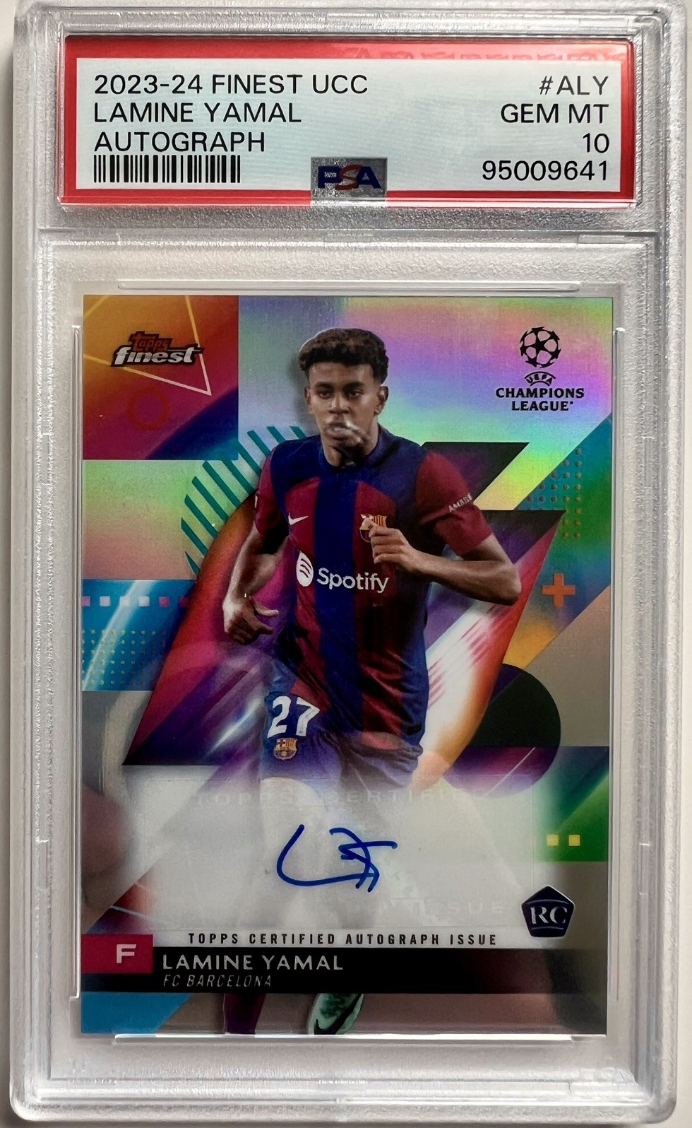 2023-24 Topps Finest Lamine Yamal Signatures Variation Auto Rookie RC PSA 10
