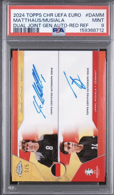 2024 Topps Chrome UEFA Euro Germany Dual Auto Matthaus & Musiala /5 PSA 9 MINT