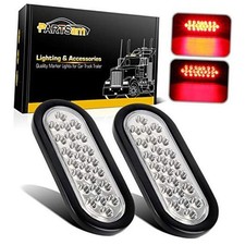 2x Oval Brake Stop Tail Turn Sealed Marker Lights Red Flush Mount 6.3" Inch