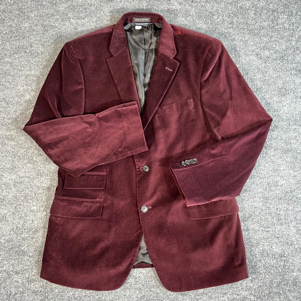 Tommy Hilfiger Chaqueta Blazer Terciopelo Hombres 42R Borgoña Algodón 2 Botones Abrigo Deportivo Foto 2 de 4