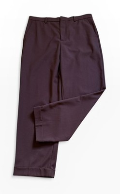 Closed High Waist Wool Trouser Pant Sz 34 Cuffed Hem Flat Front Burgundy