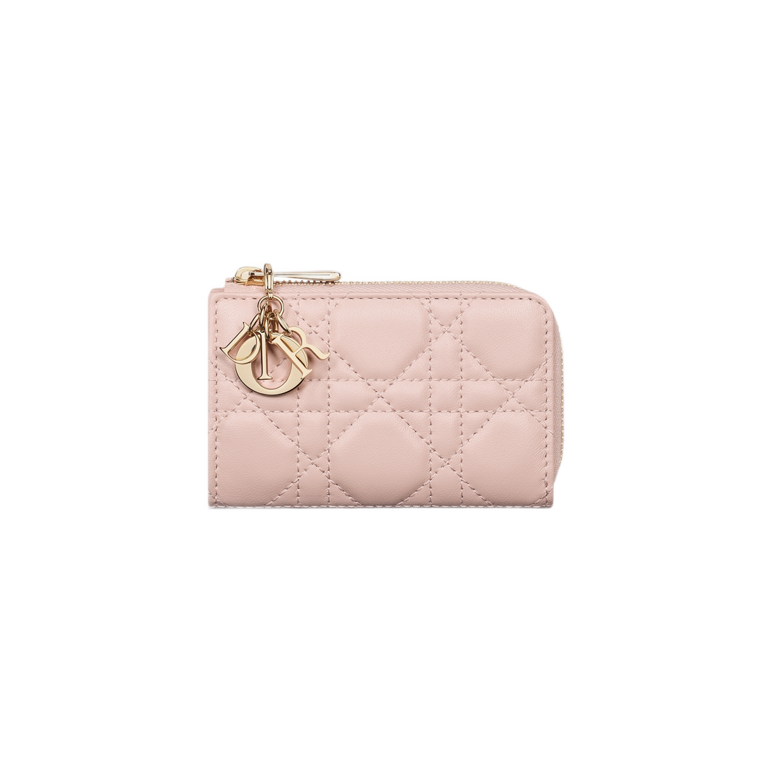 Dior Lady Dior Yuzu Key Case in Powder Pink Lambskin with Cannage Stitch-image