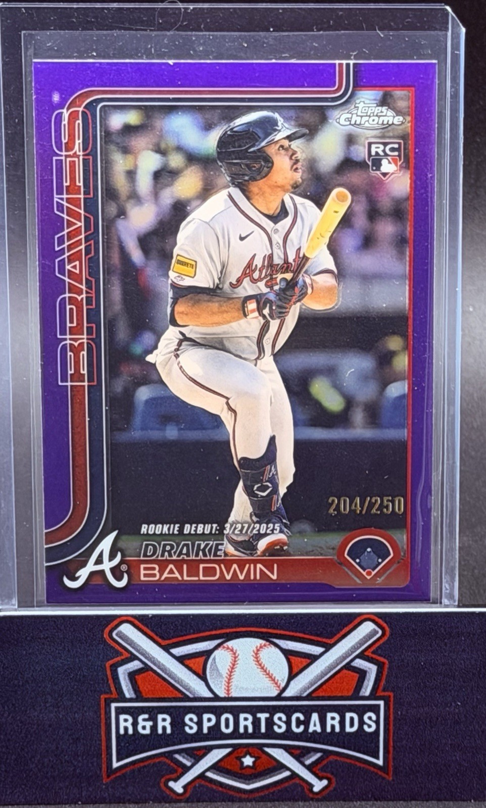 2025 Topps Chrome Update Drake Baldwin RC Debut Purple Refractor /250 - Braves