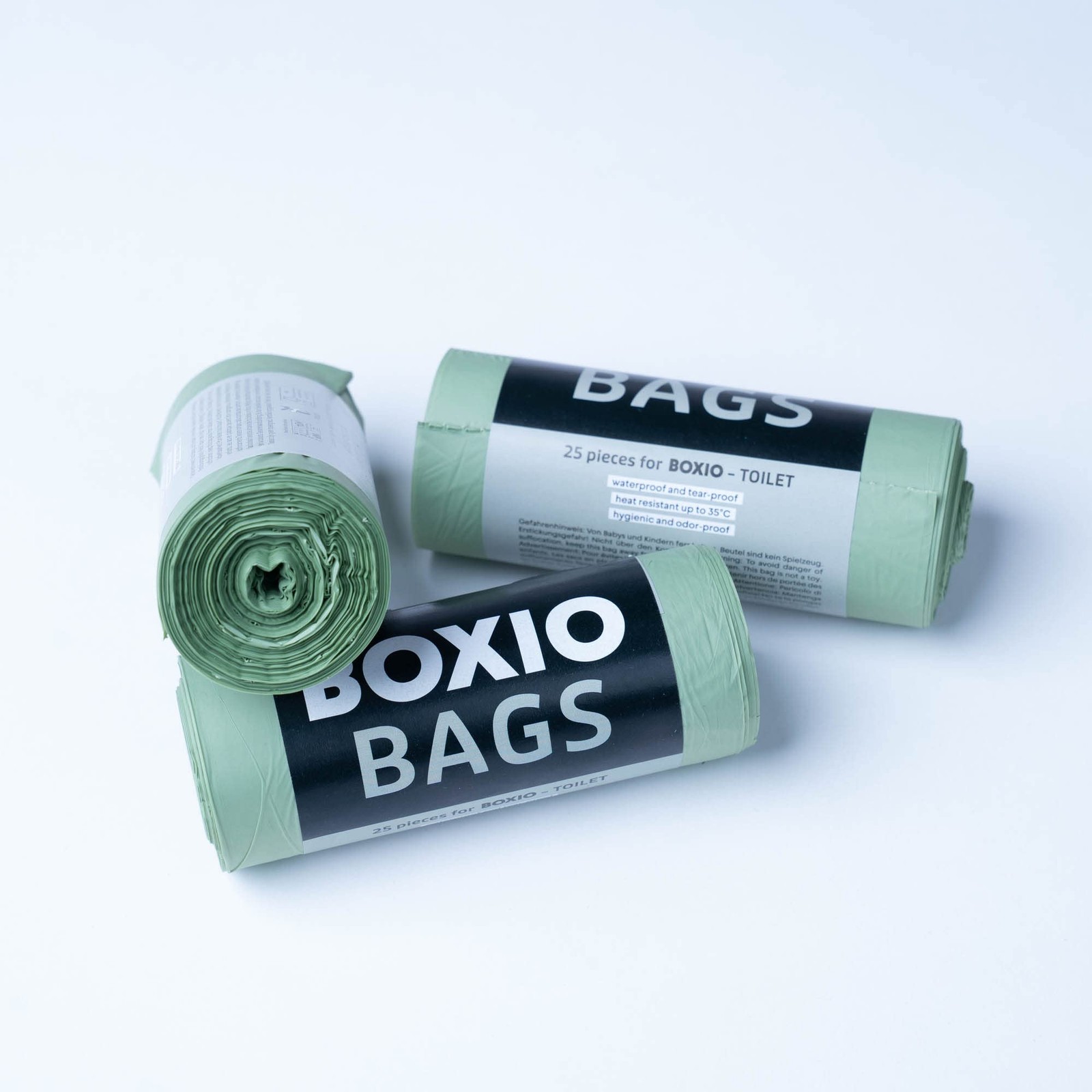 Sacs poubelle bio pour toilettes de camping et vanlife avec 3x25 sacs compostables vert forêt