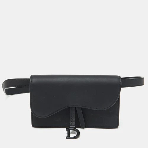 Sac ceinture à rabat selle cuir noir Dior