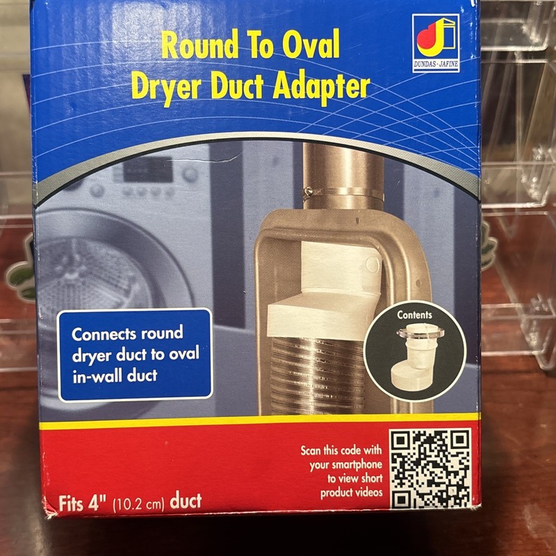 Dundas Jafine R2OZW ~ Round To Oval Dryer Duct Adapter ~ Fits 4" Duct~New In Box