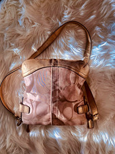 Coach Beige Logo Crossbody Bag Zip Closure Ad...