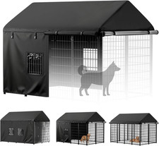 Dog Kennel Cover Outdoor, Full Coverage Waterproof Tarp for 8X4X6Ft Dog Crate wi