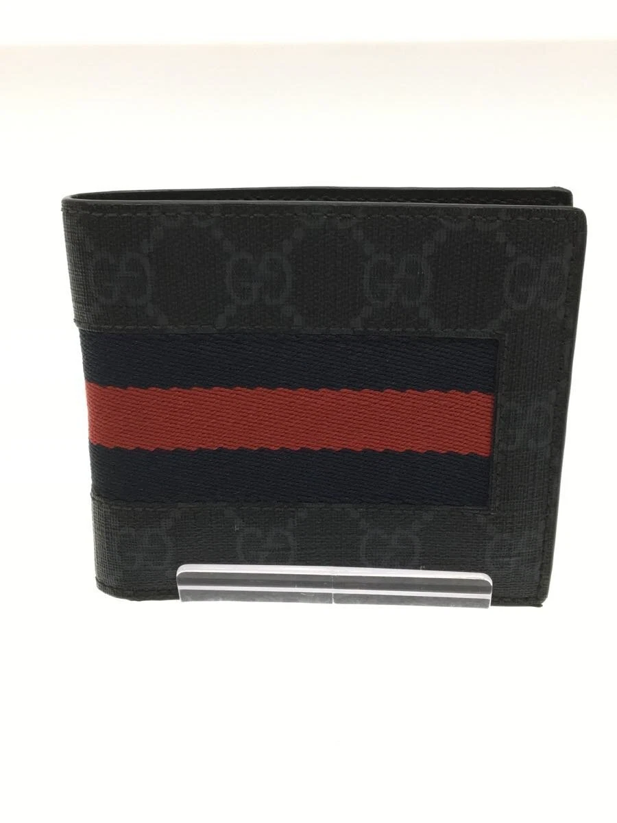 Gucci Portefeuille Double Pliable Web Gg Supreme/Pvc/Noir/Motif Tout Over///